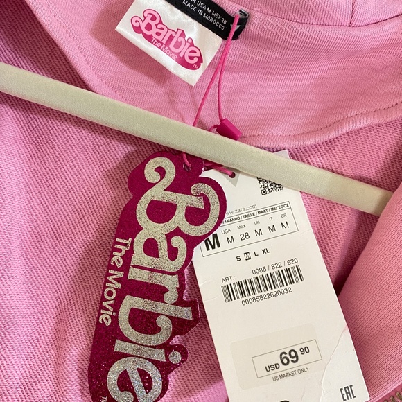 Zara X Barbie The Movie Pink Sweatshirt with Hood - Picture 6 of 6